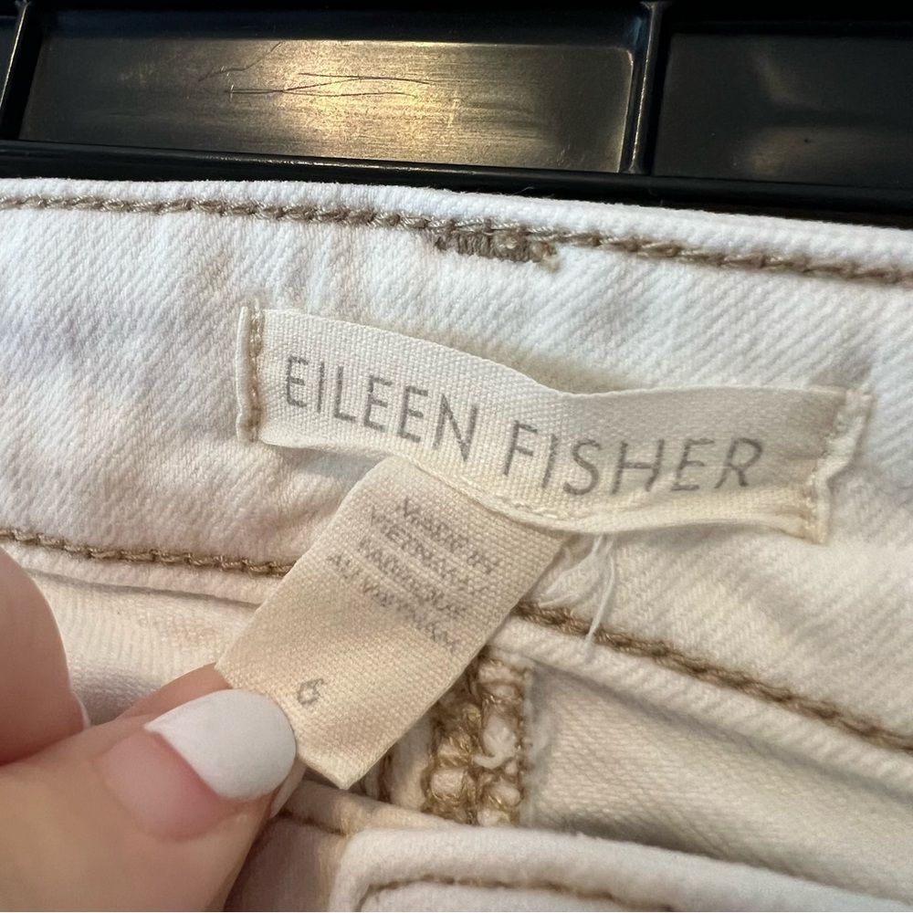 Eileen Fisher Unnat Cropped Cream Raw Hem Organic Cotton Jeans Size 6 - Picture 3 of 8